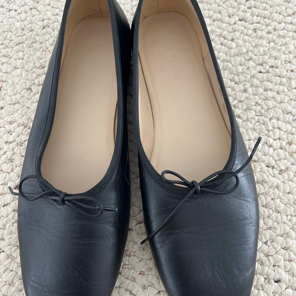 Everlane Black Leather The Ballet Flat Size 9